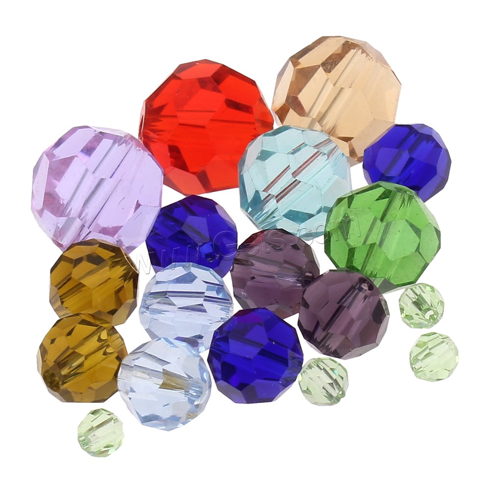 Runde Kristallperlen, Kristall, verschiedene Größen vorhanden & facettierte, gemischte Farben, verkauft von Tasche