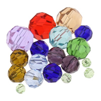 Round Crystal Beads & faceted, mixed colors 