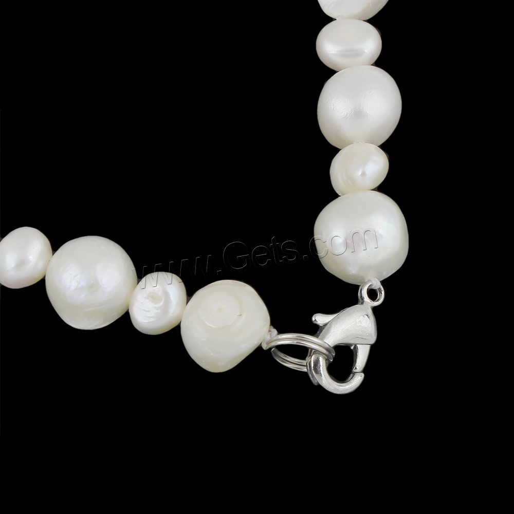 Collar de Perlas Natural de Freshwater, Perlas cultivadas de agua dulce, Keishi, longitud diferente para la opción & diferentes estilos para la opción, Blanco, 7-8mm, 10-11mm, Vendido por Sarta