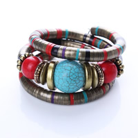 Memory Wire Bracelet, Zinc Alloy, with Synthetic Turquoise, antique bronze color plated , nickel, lead & cadmium free, 37mm Approx 7 Inch 