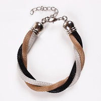 Iron Mesh Bracelet, with 4cm extender chain, plated, nickel, lead & cadmium free, 200mm Approx 7.5 Inch 