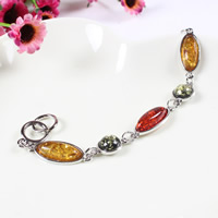 Zinc Alloy Resin Bracelets, with Resin, silver color plated, imitation amber, nickel, lead & cadmium free, 180mm Approx 7 Inch 