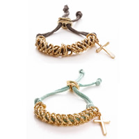 Nylon Cord Bracelets, Zinc Alloy, with Nylon Cord, Cross, gold color plated 220mm Approx 8.5 Inch 
