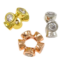 Cubic Zirconia Micro Pave Brass Beads, Flower, plated, micro pave cubic zirconia Approx 5.5mm [
