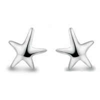 Sterling Silver Stud Earring, argent sterling 925, étoile de mer, Plaqué de platine Vendu par paire