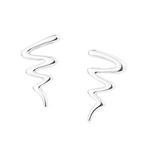 Sterling Silver Stud Earring, 925 Sterling Silver, Snake, platinum plated 