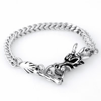 Titanium Steel Bracelet, Dragon, curb chain & for man & blacken, 13.5mm Approx 9.8 Inch 