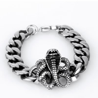 Titanium Steel Bracelet, Snake, curb chain & for man & blacken, 27.50mm Approx 8.6 Inch 