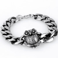 Titanium Steel Bracelet, Owl, curb chain & for man & blacken, 27.50mm Approx 8.2 Inch 