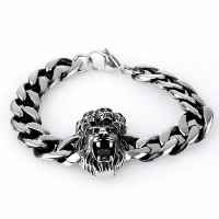 Titanium Steel Bracelet, Lion, curb chain & for man & blacken, 32.50mm Approx 8.2 Inch 