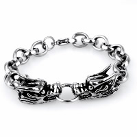 Titanium Steel Bracelet, Dragon, oval chain & for man & blacken, 13mm Approx 8 Inch 