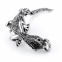 Titanium Steel Bracelet, Gecko, for man & with rhinestone & blacken, 26mm Approx 7 Inch 