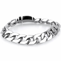 Titanium Steel Bracelet, curb chain & for man, original color, 13.50mm Approx 9 Inch 