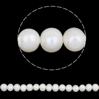 Perles de nacre rondes de culture d'eau douce, perle d'eau douce cultivée, pomme de terre, naturel, blanc, grade A, 8-9mm Environ 0.8mm .3 pouce, Vendu par brin