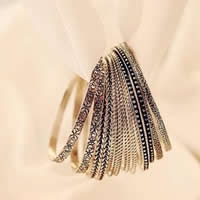 Zinc Alloy Multi Bangle Sets, antique gold color plated, nickel, lead & cadmium free, 7mm, Inner Approx 60mm Approx 7 Inch 