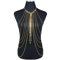 Iron Body Chain, with Crystal, with 6cm extender chain, gold color plated, twist oval chain & faceted, nickel, lead & cadmium free, 60-120cm Approx 23.5 Inch, Approx  47 Inch 
