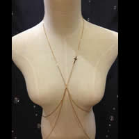 Iron Body Chain, Cross, gold color plated, oval chain, nickel, lead & cadmium free, 60-110cm Approx 23 Inch, Approx  43 Inch 