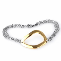 Titanium Steel Bracelet, plated, oval chain & for woman & multi-strand & two tone, 29.50mm Approx 8.6 Inch 