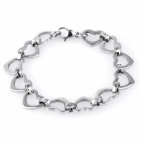 Titanium Steel Bracelet, heart chain & for woman, original color, 13mm Approx 8.6 Inch 