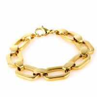 Titanium Steel Bracelet, gold color plated, oval chain & for woman, 13mm Approx 8.2 Inch 