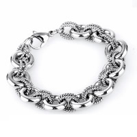 Titanium Steel Bracelet, oval chain & for woman & blacken, 14mm Approx 8.2 Inch 