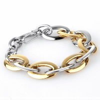 Titanium Steel Bracelet, plated, oval chain & for woman & two tone, 10mm Approx 7.8 Inch 