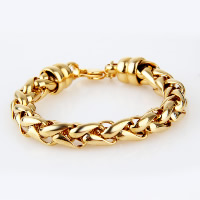 Titanium Steel Bracelet, gold color plated, rope chain & for woman, 9mm Approx 8.2 Inch 