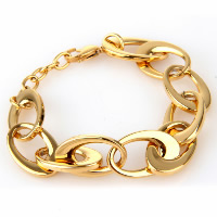 Titanium Steel Bracelet, gold color plated, oval chain & for woman, 16.50mm Approx 8.5 Inch 