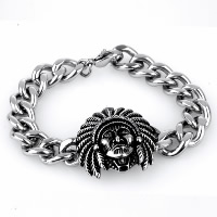Titanium Steel Bracelet, curb chain & for man & blacken, 33.50mm Approx 9 Inch 