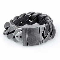 Titanium Steel Bracelet, curb chain & for man & blacken, 23.50mm Approx 9.8 Inch 