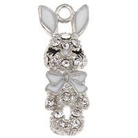 Zinc Alloy Animal Pendants, Rabbit, platinum color plated, enamel & with rhinestone, multi-colored, nickel, lead & cadmium free Approx 1mm 