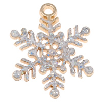 Zinc Alloy Christmas Pendants, Snowflake, gold color plated, Christmas jewelry & enamel & colorful powder, white, nickel, lead & cadmium free Approx 1mm 