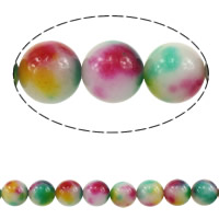 Gefärbte Jade Perlen, gefärbter Marmor, rund, Weitere Größen für Wahl, gemischte Farben, Länge:15 ZollInch, verkauft von Strang