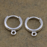 Sterling Silber Ohrreifen Komponenten, 925 Sterling Silber, Sterling Silber Ohrhaken, Kreisring, plattiert, keine, 12.5x15x2.5mm, verkauft von Paar