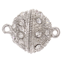 Zinc Alloy Magnetic Clasp, Round, plated, with Mideast rhinestone & single-strand lead & nickel free, 16mm Approx 1.5mm 
