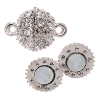 Zinc Alloy Magnetic Clasp, Round, plated, with rhinestone & single-strand 12mm Approx 1.5mm 