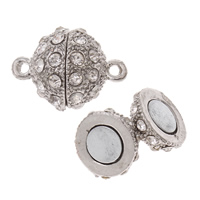 Zinc Alloy Magnetic Clasp, Round, plated, with rhinestone & single-strand Approx 2mm 