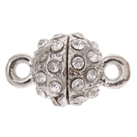 Zinc Alloy Magnetic Clasp, Round, plated, with rhinestone & single-strand 10mm Approx 2.5mm 