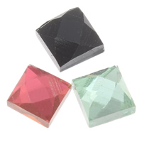 Facettierte Glas Cabochon, Quadrat, flache Rückseite, keine, 6x6x3mm, 2000PCs/Tasche, verkauft von Tasche