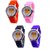 Bracelets de montre pour femmes, alliage de zinc, avec verre & silicone, mouvement chinoise, Placage de couleur d'or, avec strass & poudre colorée, plus de couleurs à choisir, 35mm Environ 9.8 pouce, Vendu par PC