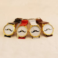 Unisex Wrist Watch, Zinc Alloy, with PU Leather & Glass, Chinese movement, gold color plated 40mm Approx 9.8 Inch 