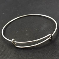 Adjustable Wire Bangle, Stainless Steel, original color, 1.6mm, Inner Approx 65mm Approx 8 Inch 