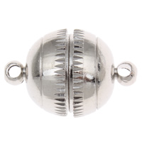Brass Magnetic Clasp, Round, platinum color plated, single-strand, nickel, lead & cadmium free Approx 1mm 