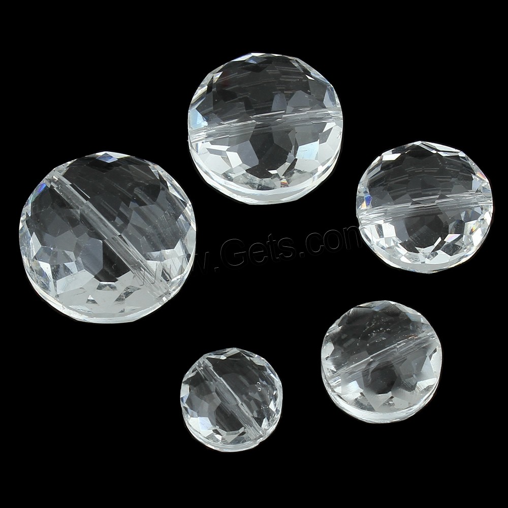 Flache runde Kristall Perlen, transparent & verschiedene Größen vorhanden & facettierte, Bohrung:ca. 1mm, 100PCs/Tasche, verkauft von Tasche