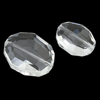 Abalorios de Cristal con Forma Oval, Redondo Aplanado, transparente & diverso tamaño para la opción & facetas, agujero:aproximado 1mm, 100PCs/Bolsa, Vendido por Bolsa