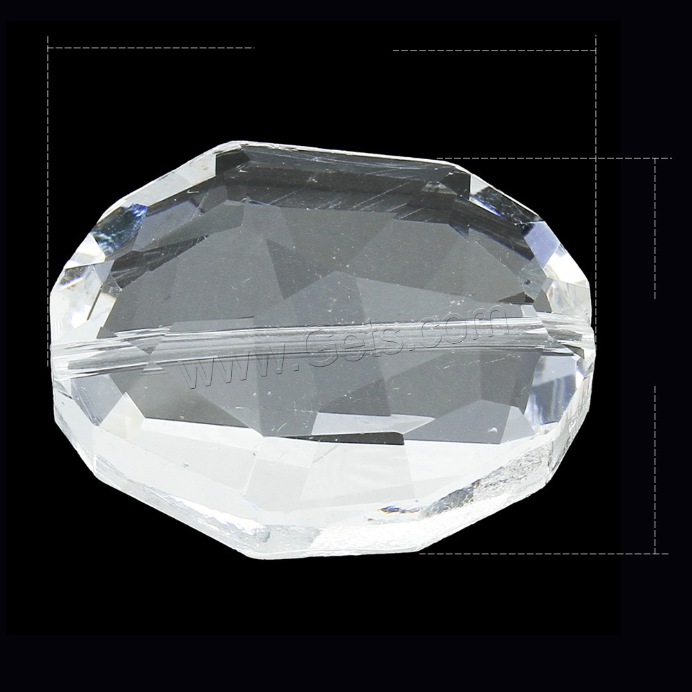 Abalorios de Cristal con Forma Oval, Redondo Aplanado, transparente & diverso tamaño para la opción & facetas, agujero:aproximado 1mm, 100PCs/Bolsa, Vendido por Bolsa