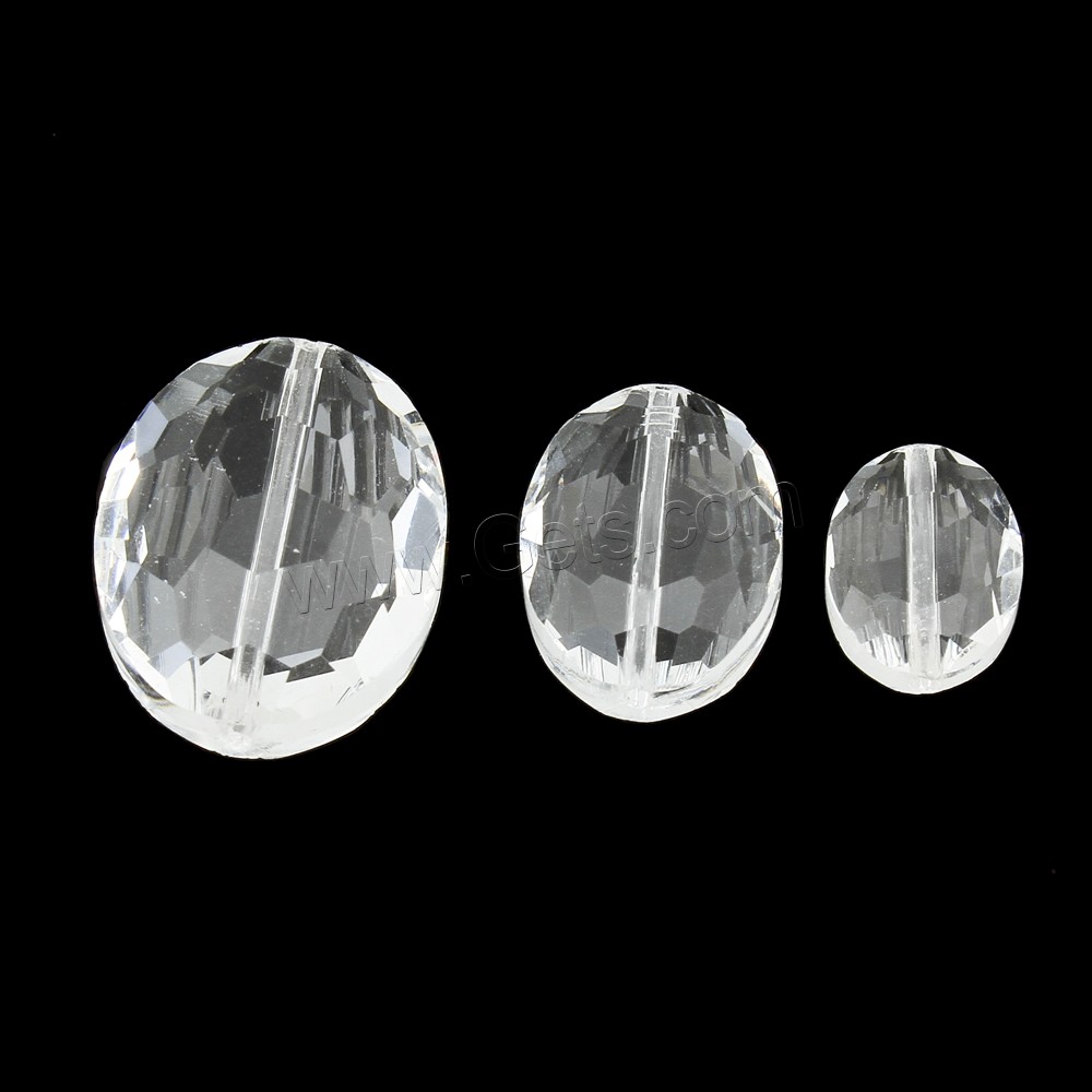 Ovale Kristallperlen, Kristall, flachoval, transparent & verschiedene Größen vorhanden & facettierte, Bohrung:ca. 1mm, 100PCs/Tasche, verkauft von Tasche