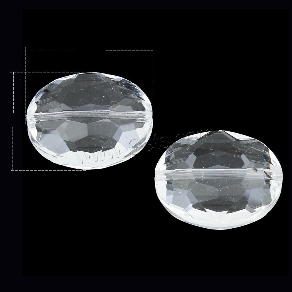 Oval Crystal Beads, Flat Oval, transparent & different size for choice & faceted, Hole:Approx 1mm, 100PCs/Bag, Sold By Bag
