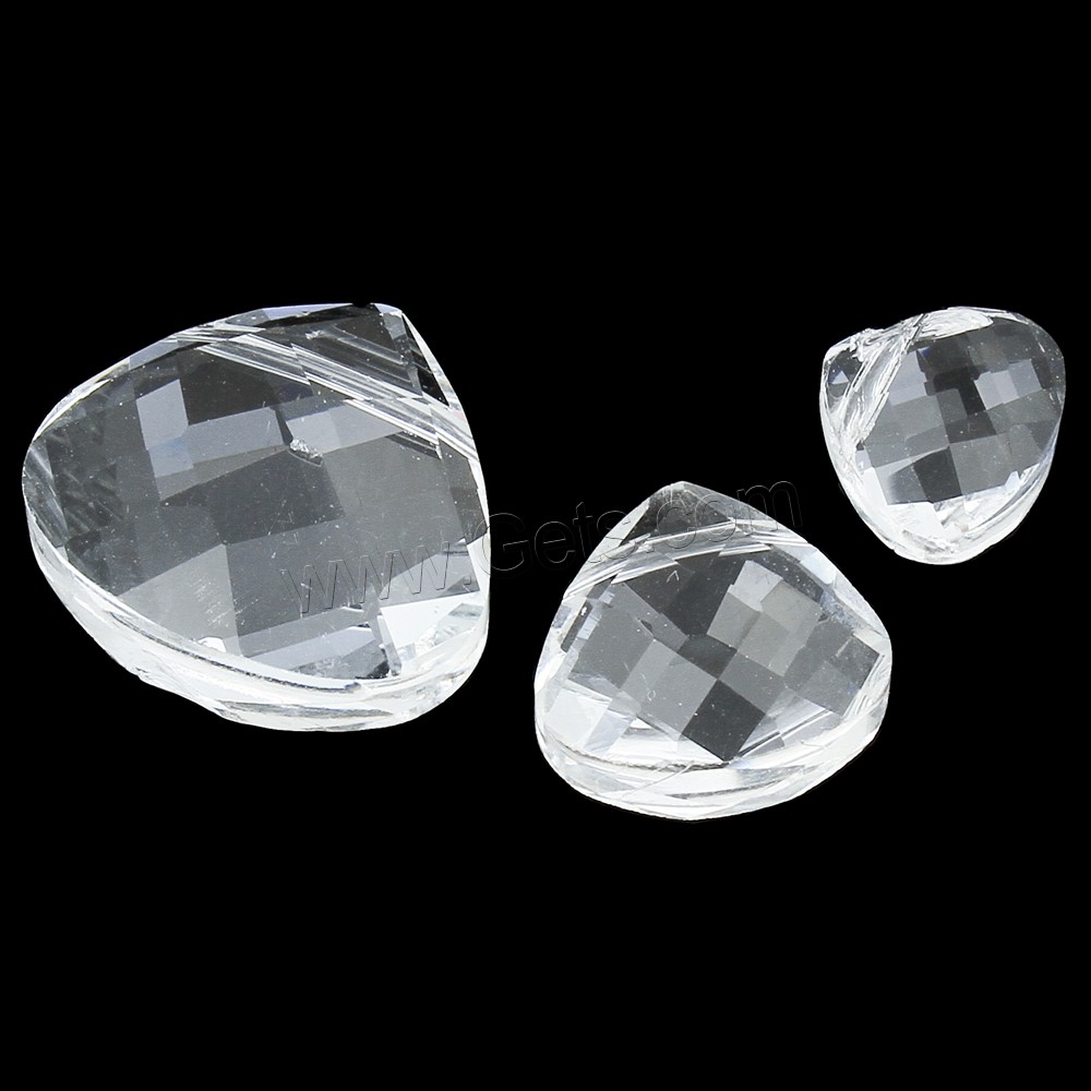 Abalorios de cristal triangular, Triángulo, transparente & diverso tamaño para la opción & facetas, agujero:aproximado 1mm, 100PCs/Bolsa, Vendido por Bolsa