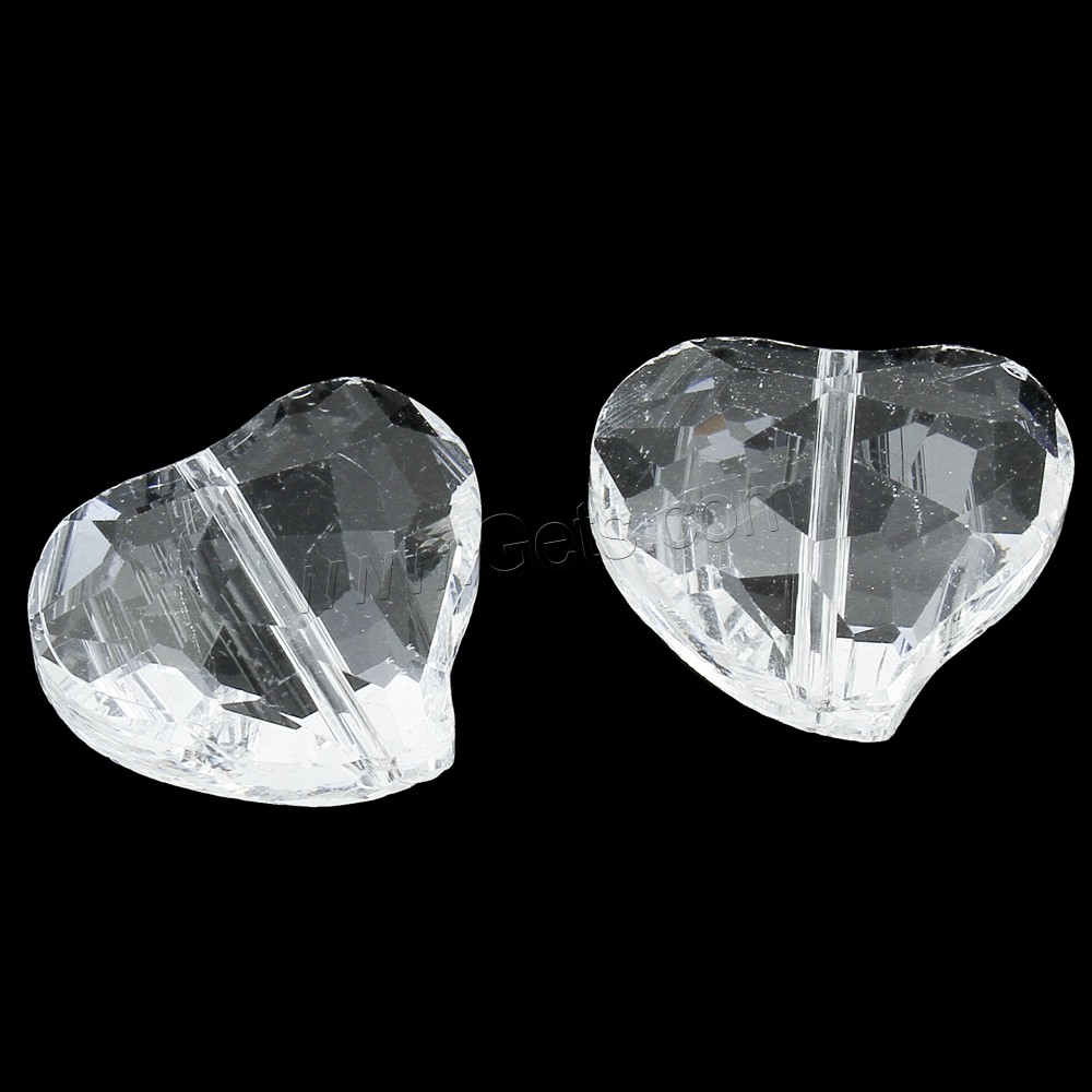 Perles de cristal coeur, transparent & normes différentes pour le choix & facettes, 100PC/sac, Vendu par sac